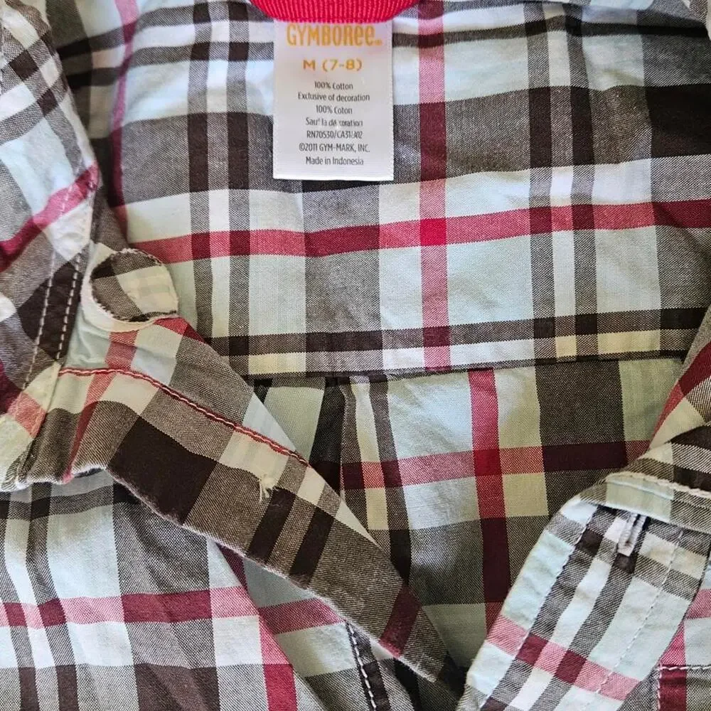 Gymboree Boys' Short Sleeve Plaid Shirt Size 7-8